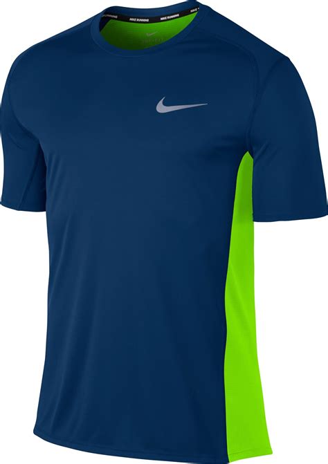 nike herren laufshirt dry miler kurzarm 429 m blau grün